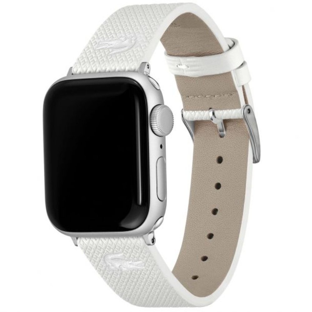 Lacoste Apple Watch Strap White Embossed Leather | 38mm & 40mm